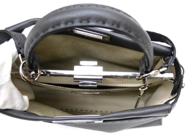 55208 4 Fendi Peekaboo Selleria Medium 2WAY Leather Gray