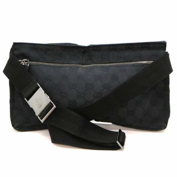 5524 2 Gucci Body Bag GG Canvas Leather Black