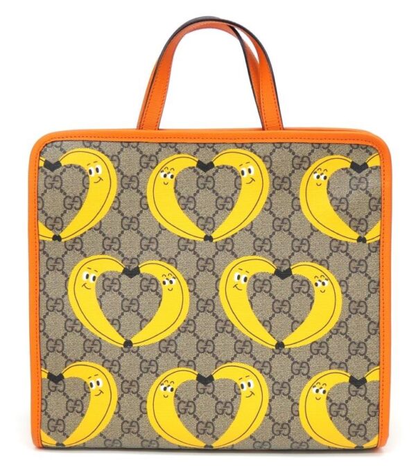 55774 2 Gucci GG Supreme Handbag Banana Bag Orange Multi