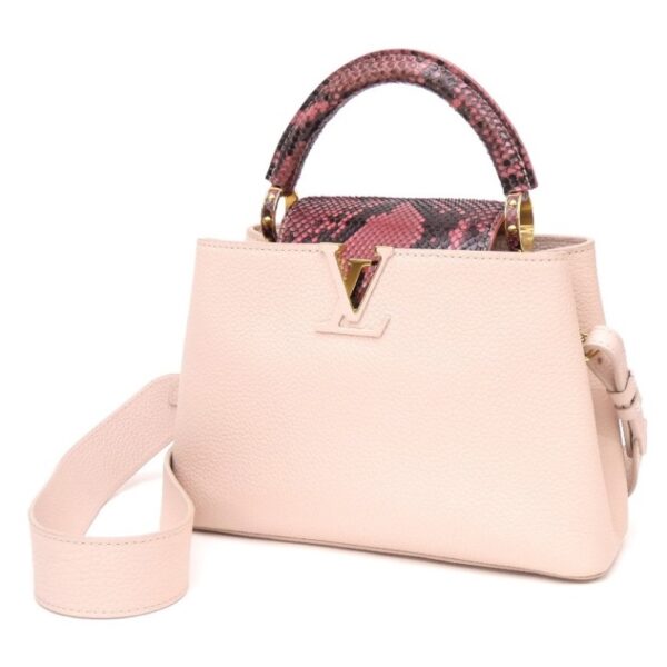 57266 1 Louis Vuitton Capucines BB 2WAY Python Shoulder Bag Pink