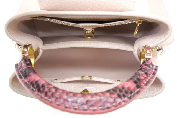 57266 4 Louis Vuitton Capucines BB 2WAY Python Shoulder Bag Pink