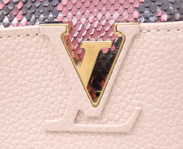 57266 7 Louis Vuitton Capucines BB 2WAY Python Shoulder Bag Pink