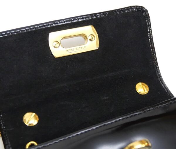 57450 16 Ferragamo Chain Mini Bag Gancini Patent Black