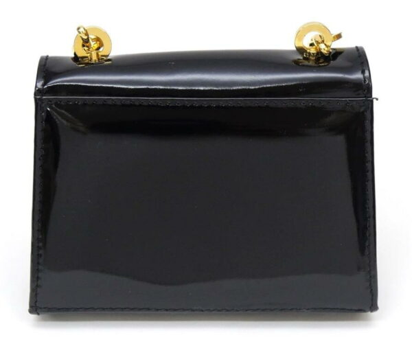 57450 3 Ferragamo Chain Mini Bag Gancini Patent Black