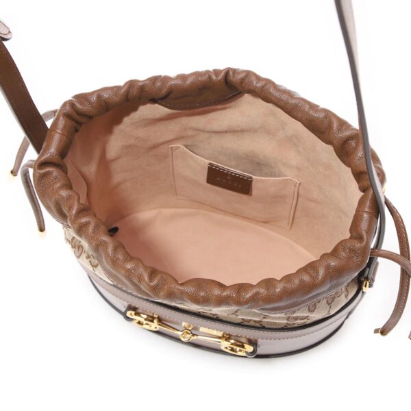 602118 1dbug 236305 Gucci Horsebit 1955 Leather Bucket Bag Beige