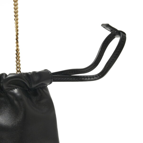 640714 1el0j 100006 Saint Laurent Drawstring Pouch Shoulder Bag Leather Black