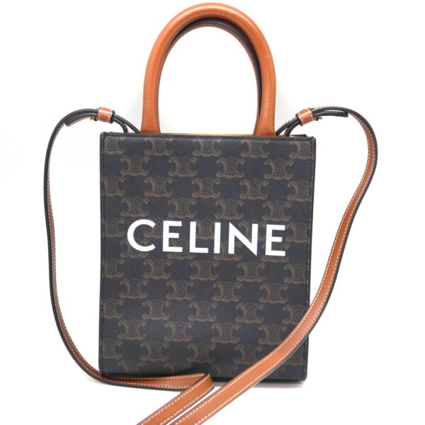 685 1 Celine Mini Vertical Cover Triomphe 2WAY Bag Brown