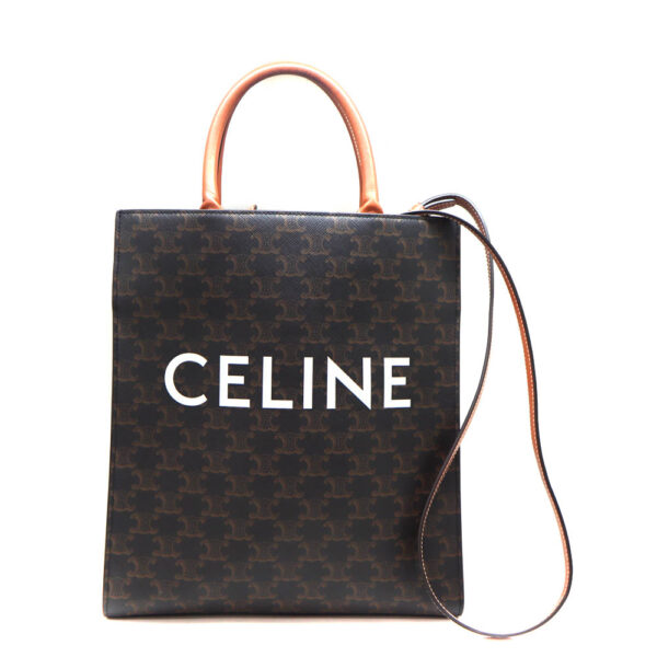 6914 1 Celine Small Vertical Cover Triomphe 2WAY Bag Brown