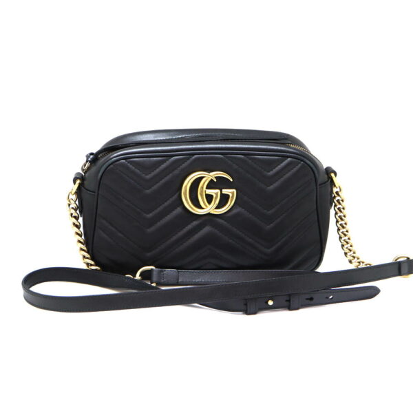 6915 1 Gucci GG Marmont Shoulder Bag Leather Black