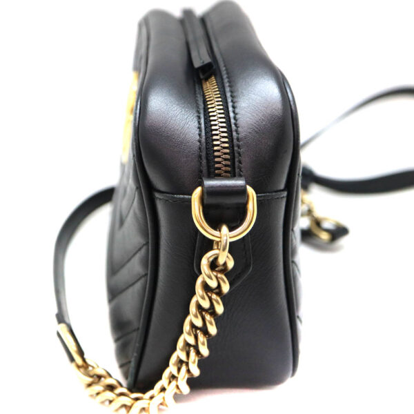 6915 3 Gucci GG Marmont Shoulder Bag Leather Black