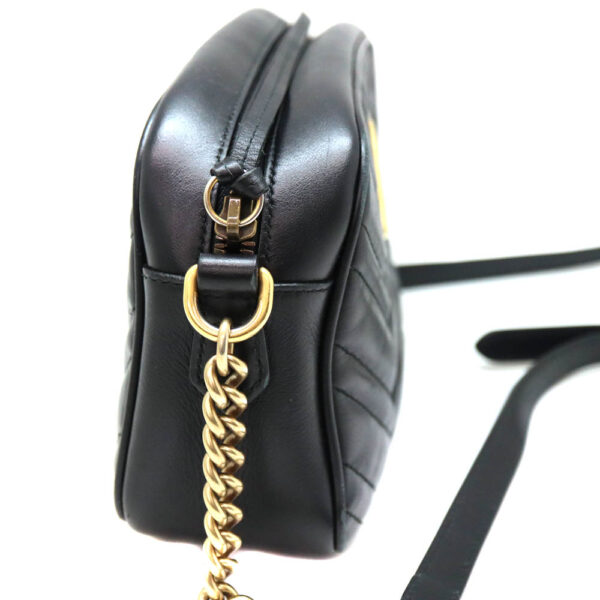 6915 4 Gucci GG Marmont Shoulder Bag Leather Black