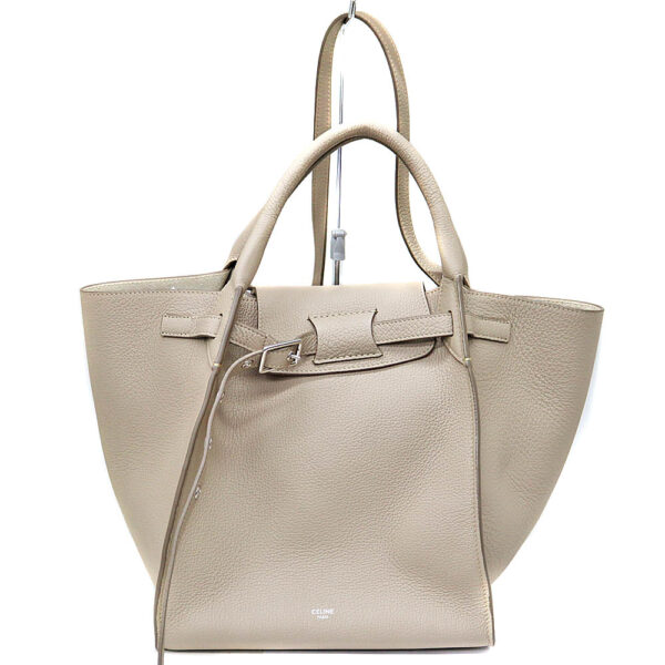 6969 1 Celine Big Small 2WAY Leather Bag Beige