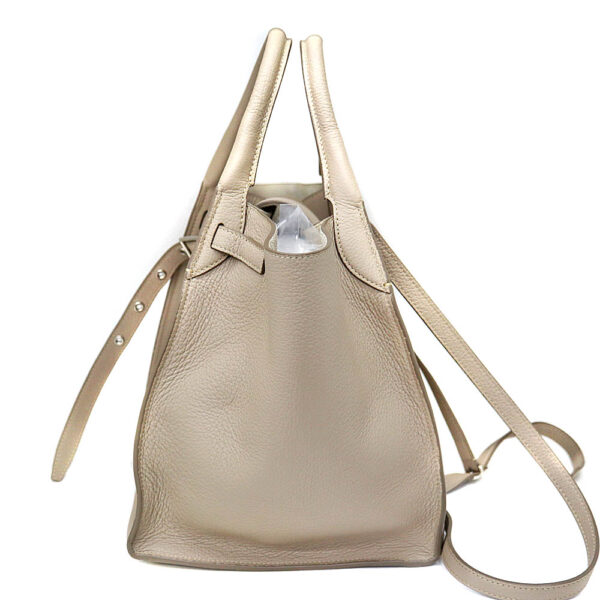 6969 3 Celine Big Small 2WAY Leather Bag Beige