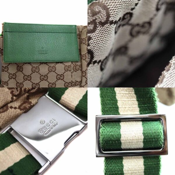 7230 9 Gucci Body Bag GG Canvas Leather Beige Green