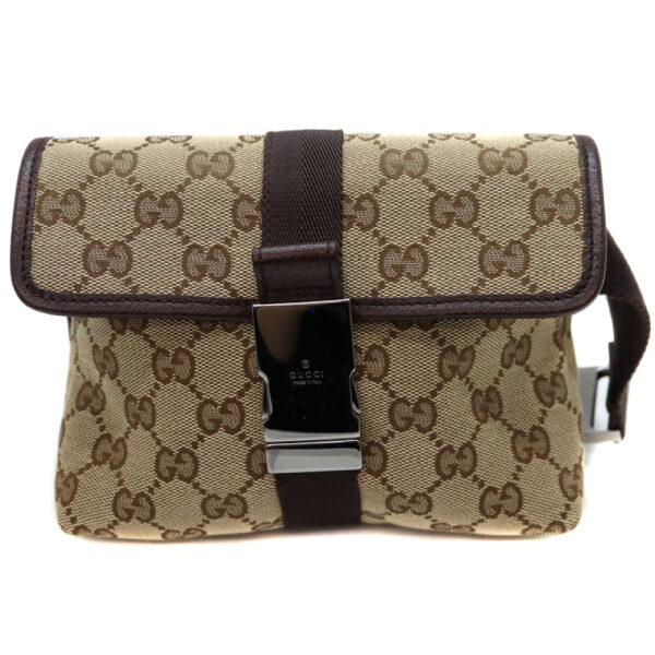 7461 1 Gucci Shoulder Bag Canvas Leather Brown Beige