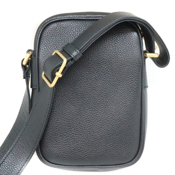 7583 2 Gucci Webbing Line Shoulder Bag Leather Black