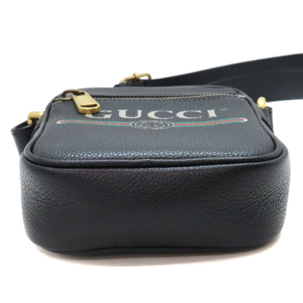 7583 5 Gucci Webbing Line Shoulder Bag Leather Black