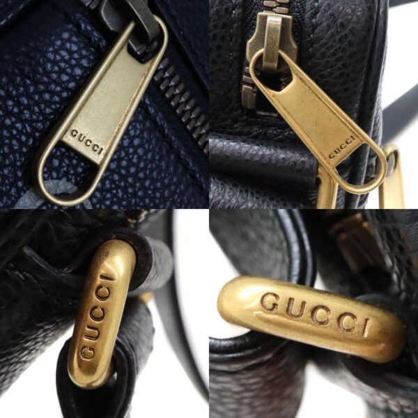 7583 9 Gucci Webbing Line Shoulder Bag Leather Black