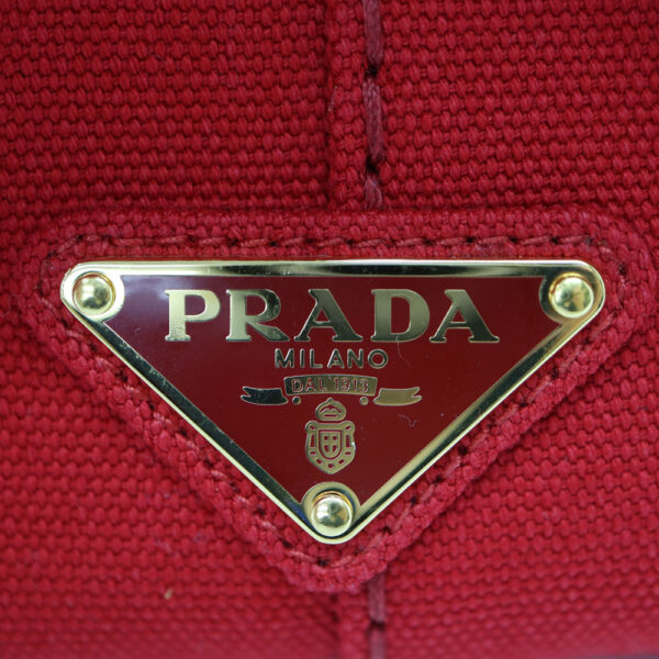 7604 10 Prada Canapa Tote Bag Red Canvas