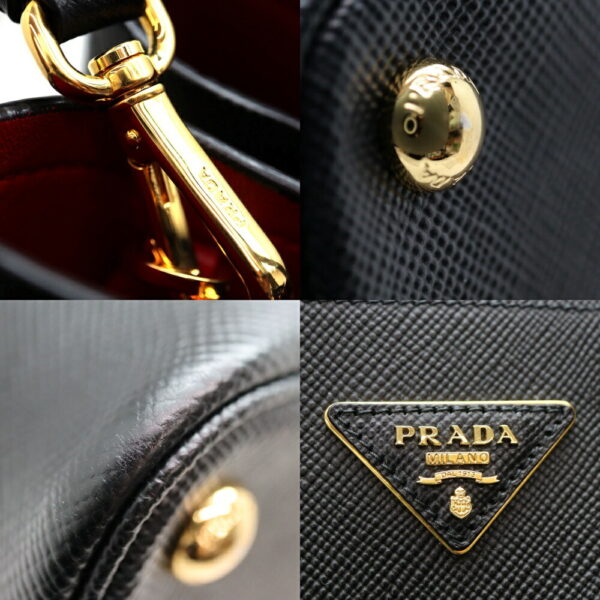 7677 6 Prada Double Double Bag Large 2WAY Black Leather