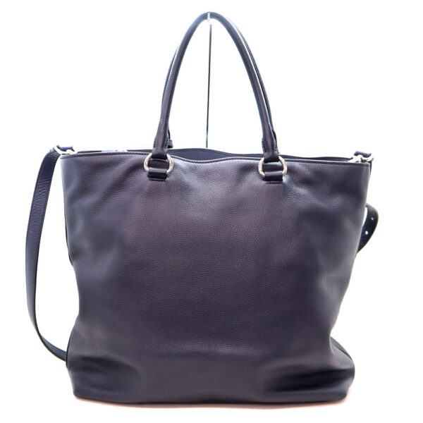 7678 2 Prada Vitello Dino Leather Tote Bag 2WAY Navy