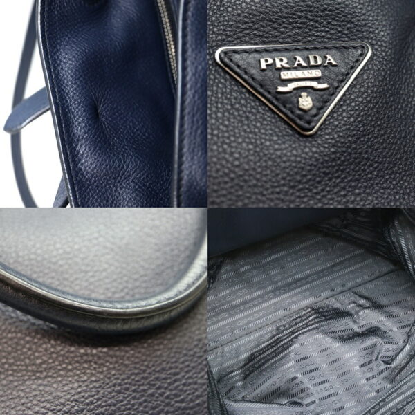 7678 7 Prada Vitello Dino Leather Tote Bag 2WAY Navy