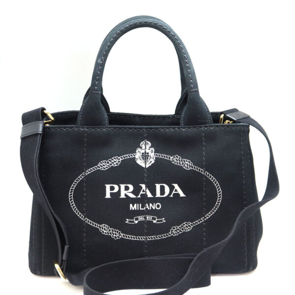 7765 1 Prada Kanapa Tote Bag Black Canvas