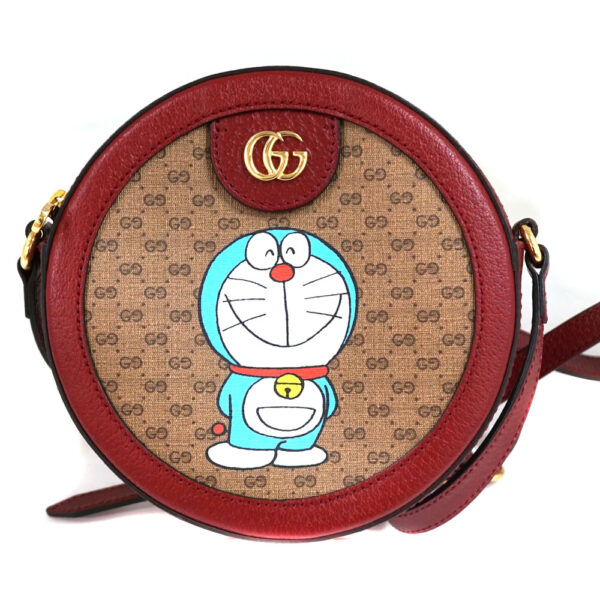 7824 1 Gucci Shoulder Bag Doraemon Collaboration Leather Beige Red