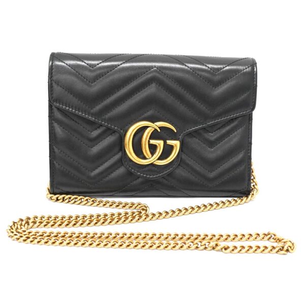 8 1 Gucci Chain Shoulder Bag Leather Black