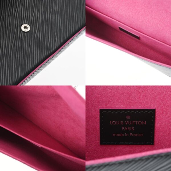 800000115328000 16 c Louis Vuitton Pochette Felicie Epi Leather Chain Wallet Noir Hot Pink