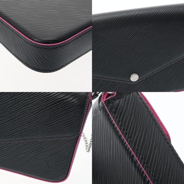 800000115328000 8 c Louis Vuitton Pochette Felicie Epi Leather Chain Wallet Noir Hot Pink