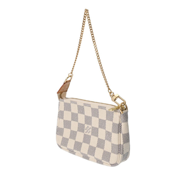 800000116092000 2 Louis Vuitton Mini Pochette Accessory Damier Azur Pouch White