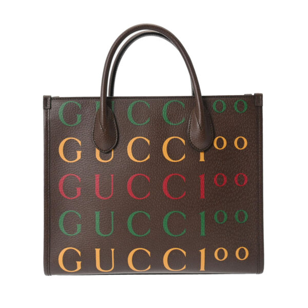 800000116405000 1 Gucci 2WAY Tote Leather Handbag Brown