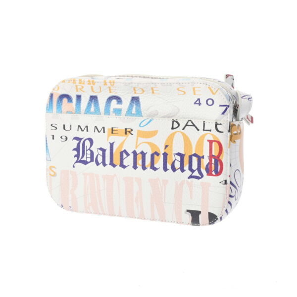 800000123011000 2 Balenciaga Everyday Leather Shoulder Bag White Multicolor