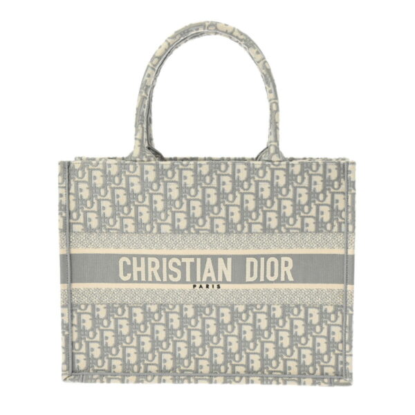 800000124674000 1 Christian Dior Book Tote Medium Embroidery Handbag Gray