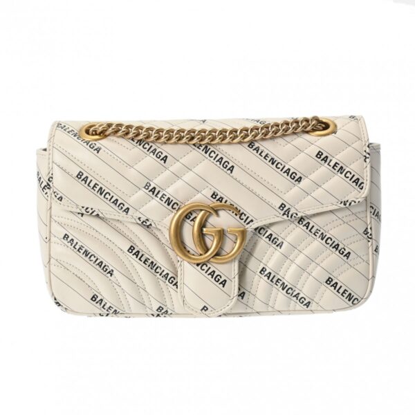 800000124686000 1 Gucci GG Marmont Balenciaga Collaboration Shoulder Bag White