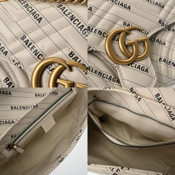 800000124686000 11 c Gucci GG Marmont Balenciaga Collaboration Shoulder Bag White