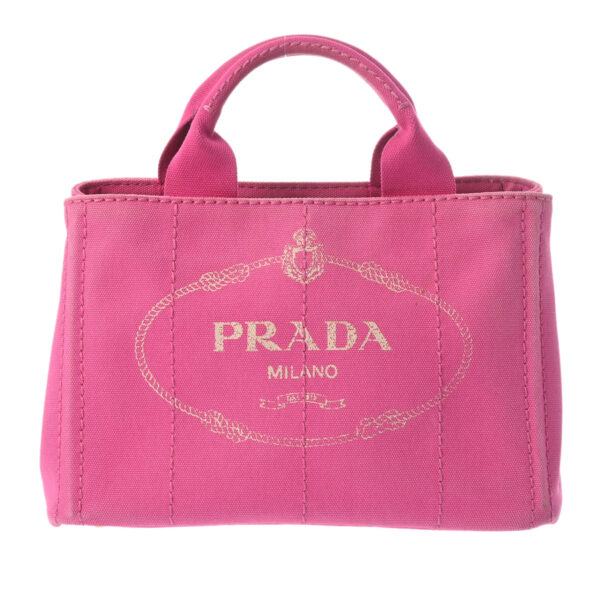 800000125095000 1 Prada Canapa Mini 2WAY Tote Bag Pink