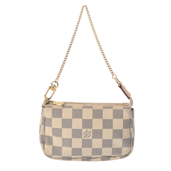 800000125157000 1 Louis Vuitton Mini Pochette Accessory Damier Azur Pouch White