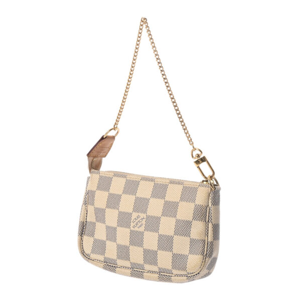 800000125157000 2 Louis Vuitton Mini Pochette Accessory Damier Azur Pouch White