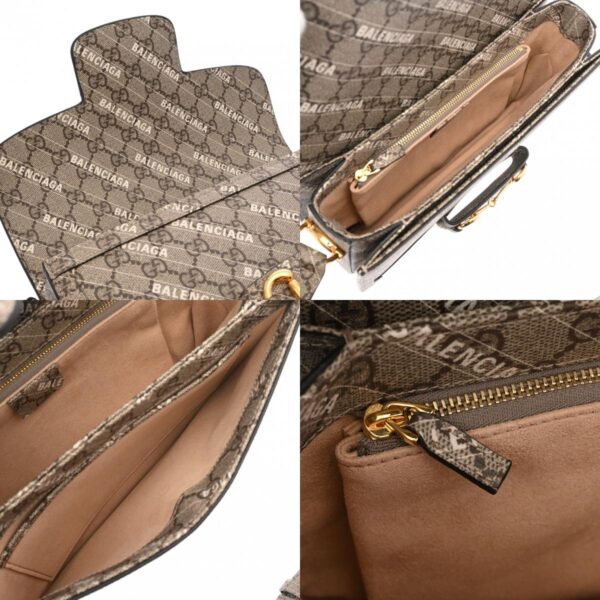 800000125225000 11 c Gucci Horsebit 1955 Balenciaga Collaboration Shoulder Bag Beige