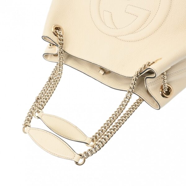 800000125331000 3 Gucci Soho Chain Leather Tote Bag Cream