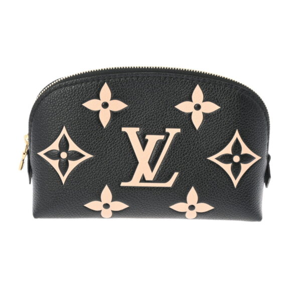 800000125879000 1 Louis Vuitton Pochette Cosmetic Empreinte Leather Pouch Black Beige