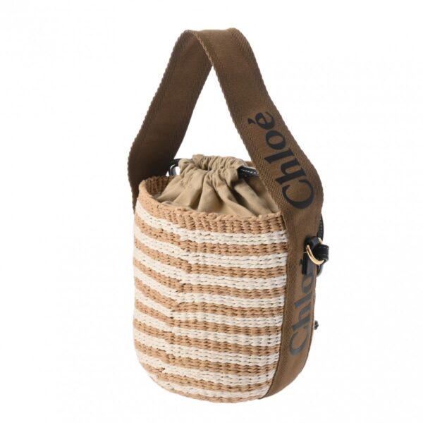 800000126122000 2 Chloe Woody Small Bucket Nylon Raffia Beige