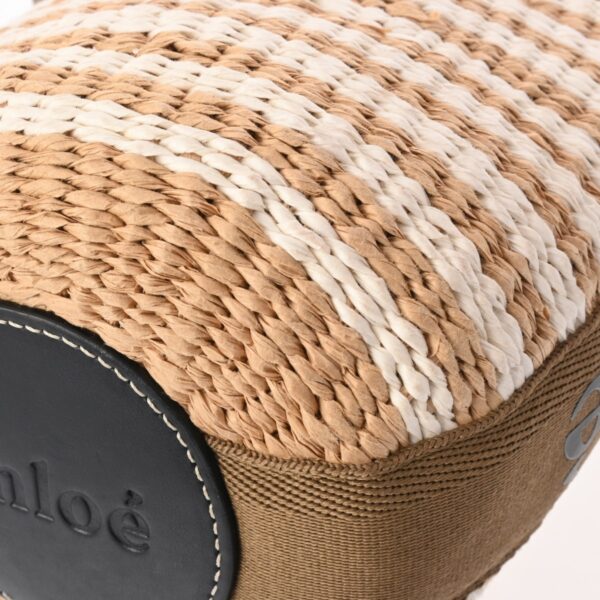 800000126122000 7 Chloe Woody Small Bucket Nylon Raffia Beige