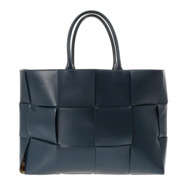 800000126194000 1 Bottega Veneta Intrecciato Large Arco Calf Tote Bag Navy