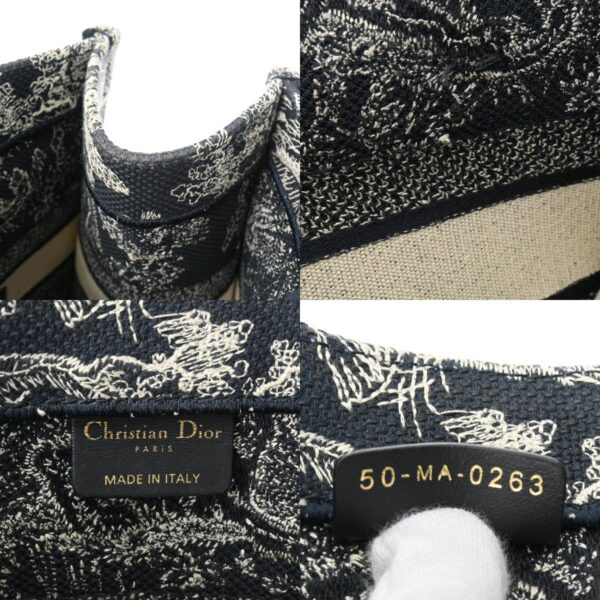 800000126210000 12 c Christian Dior Book Tote Medium Jacquard Handbag Navy Beige