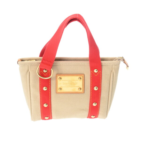 800000126519000 1 Louis Vuitton Antigua Hippo PM Cotton Handbag Beige Red