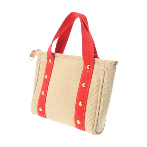 800000126519000 2 Louis Vuitton Antigua Hippo PM Cotton Handbag Beige Red