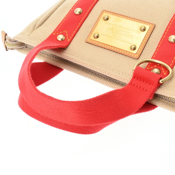 800000126519000 3 Louis Vuitton Antigua Hippo PM Cotton Handbag Beige Red